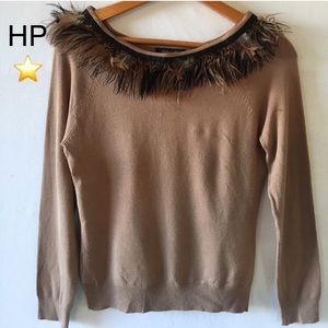 DolCe Cab0 FeAthEr CoLlar ToP